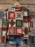Casual Crew Neck Christmas Sweatshirt Printing