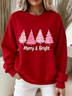 Casual Crew Neck Christmas Sweatshirt Printing
