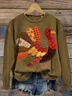 Casual Crew Neck Turkey Sweatshirt Printing