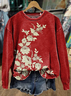Casual Crew Neck Floral Sweatshirt Printing