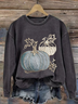 Casual Crew Neck Halloween (pumpkin) Sweatshirt Printing