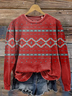 Casual Crew Neck Geometric Sweatshirt Printing