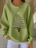 Casual Crew Neck Christmas Sweatshirt Printing
