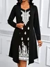 Women Geometric Spring/Fall Dress V Neck Long Sleeve A-Line Dress