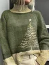 Women Christmas Long Sleeve Comfy Vintage Printing Sweater