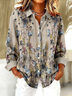 Shirt Collar Regular Sleeve Long Sleeve Floral Buckle Regular Loose Button Up Shirt Shirt For Women