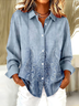 Shirt Collar Regular Sleeve Long Sleeve Floral Buckle Regular Loose Button Up Shirt Shirt For Women