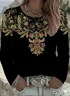 Casual Floral Crew Neck Long Sleeve T-shirt