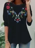 Casual Floral Crew Neck Long Sleeve T-shirt