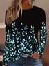 Casual Leaf Crew Neck Long Sleeve T-shirt