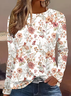 Casual Floral Crew Neck Long Sleeve T-shirt