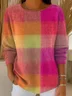Women Abstract Long Sleeve Comfy Casual Printing Sweater