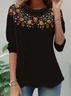 Casual Floral Crew Neck Long Sleeve T-shirt