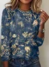 Casual Floral Crew Neck Long Sleeve T-shirt