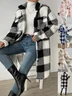 Women Winter Outerwear Casual Printing Plaid Long Sleeve Shawl Collar Jacket