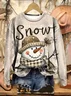 Casual Crew Neck Christmas Snowman Sweatshirt Printing