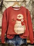 Casual Crew Neck Christmas Snowman Sweatshirt Printing