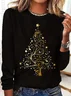 Casual Christmas Crew Neck Long Sleeve T-shirt