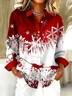 Shirt Collar Regular Sleeve Long Sleeve Christmas Buckle Regular Loose Button Up Shirt Shirt For Women