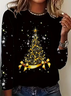 Casual Christmas Crew Neck Long Sleeve T-shirt