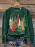 Casual Crew Neck Christmas Sweatshirt Printing
