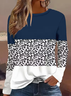 Casual Leopard Crew Neck Long Sleeve T-shirt