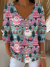 Casual Santa Claus V Neck Long Sleeve T-shirt