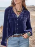 Shawl Collar Half Sleeve Plain Split Joint Regular Micro-Elasticity Loose Western Shirt Shirt For Women