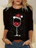 Casual Christmas Crew Neck Long Sleeve T-shirt