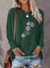 Casual Christmas Crew Neck Long Sleeve T-shirt