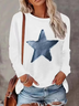 Casual Star Crew Neck Long Sleeve T-shirt