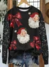 Casual Crew Neck Santa Claus Sweatshirt Printing