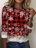 Casual Plaid Crew Neck Long Sleeve T-shirt