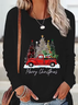 Casual Christmas Crew Neck Long Sleeve T-shirt