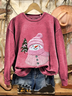 Casual Crew Neck Christmas Snowman Sweatshirt Printing