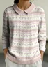 Women Cotton Geometric Long Sleeve Comfy Casual Sweater
