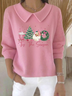 Women Santa Claus Long Sleeve Comfy Casual Printing Sweater
