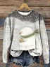 Casual Crew Neck Christmas Snowman Sweatshirt Printing