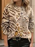 Women Leopard Long Sleeve Comfy Casual Printing Sweater
