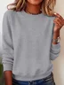 Casual Crew Neck Plain Sweatshirt