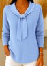 Women Cotton Plain Long Sleeve Comfy Casual Sweater