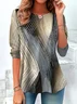 Casual Geometric Crew Neck Long Sleeve T-shirt