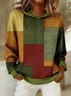 Casual Hoodie Multicolor Block Hoodie Printing