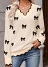 Women Cotton Geometric Long Sleeve Comfy Casual Sweater