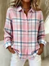 Shirt Collar Regular Sleeve Long Sleeve Plaid Buckle Regular Loose Button Up Shirt Shirt For Women
