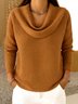 Casual Plain Mock Neck Long Sleeve T-shirt