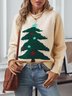 Women Cotton Geometric Long Sleeve Comfy Casual Sweater