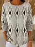 Geometric Casual Loose Crew Neck Knit Top