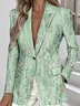 Women Floral Spring/Fall Outerwear Simple Long Sleeve Lapel Collar Regular Blazer