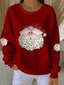 Casual Crew Neck Santa Claus Sweatshirt Printing